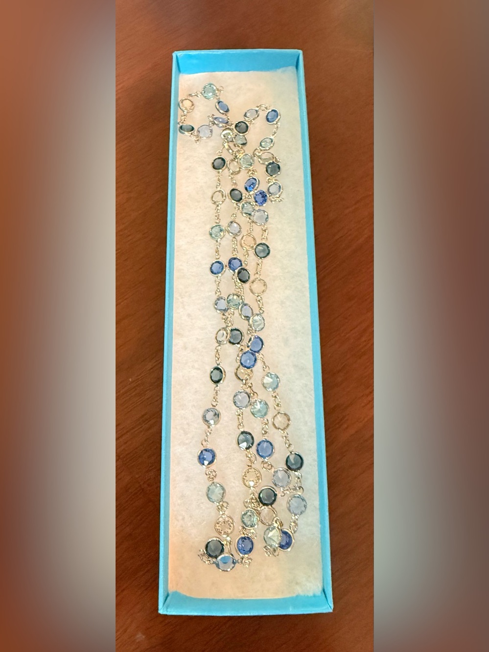 Multi-Tone Blue & Aqua Station Necklace - Elegant Women’s Jewelry